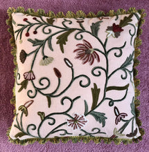 Load image into Gallery viewer, 50x50 Crewel Embroidered Floral and Silk Cushion