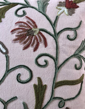 Load image into Gallery viewer, 50x50 Crewel Embroidered Floral and Silk Cushion