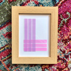 ’Pastels’ Linear decorative pictures in oak frame