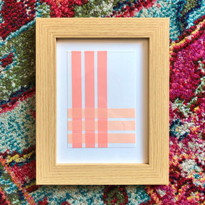 ’Pastels’ Linear decorative pictures in oak frame