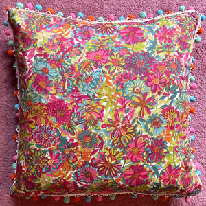 Vintage Liberty London Floral and Silk Cushion