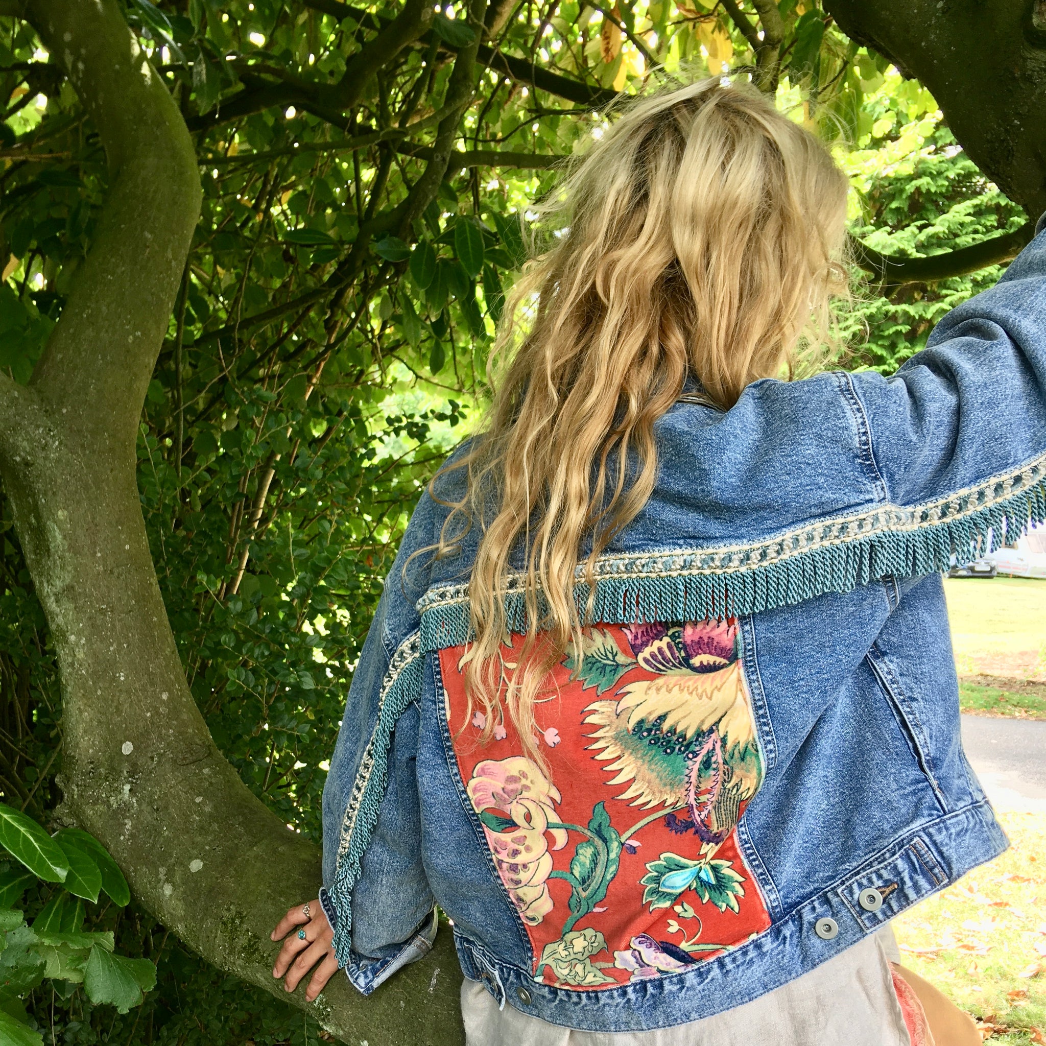 Embroidered Floral Print Denim Jacket